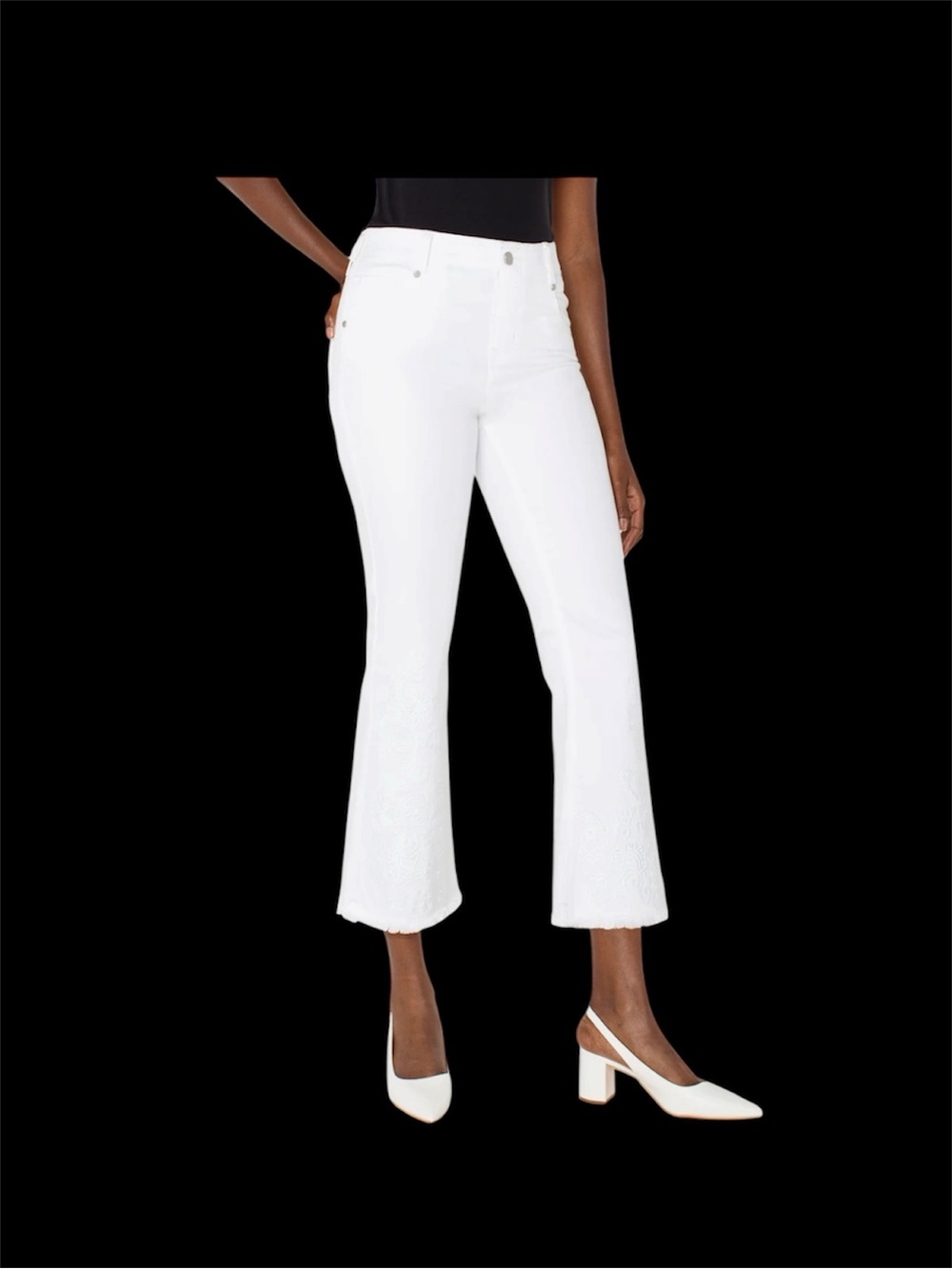 LIVERPOOL LOS ANGELES, GIA GLIDER CROP PANTS IN BRIGHT WHITE. SIZE 8